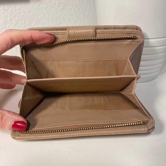 Prada Saffiano Leather Bifold Wallet In Beige - Picture 3 of 13